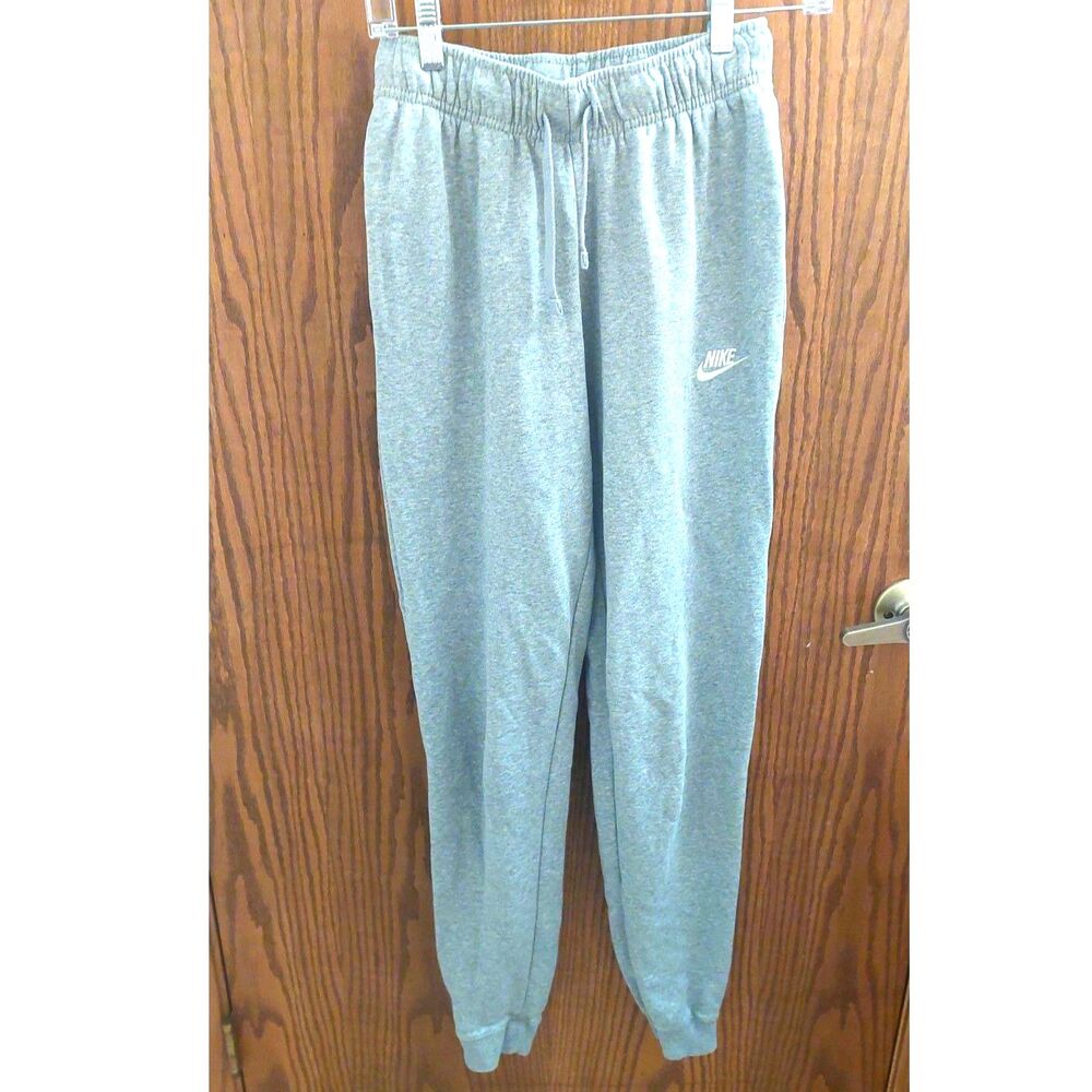 Nike Sportswear Jogger Sweatpants Women’s XS Tall Gray Fleece Embroidered Logo